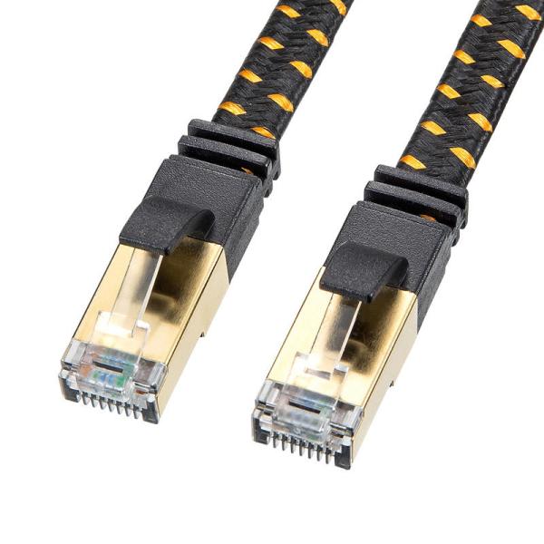 LANケーブル カテゴリ8 メッシュ フラット ブラック 40Gbps より線 STP 0.5m K...