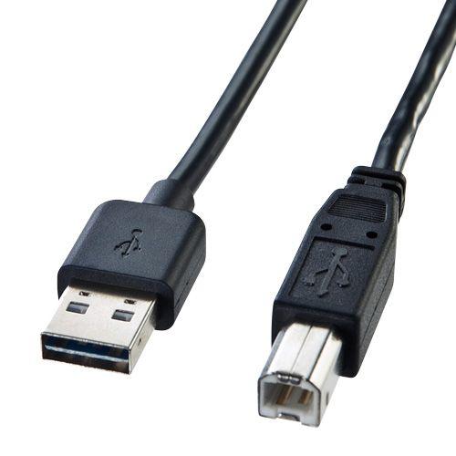 両面挿せるUSBケーブル 3m A-B 標準コネクタ USB2.0対応 ブラック KU-R3 サンワ...