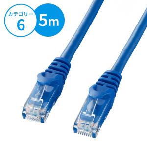 LANケーブル 5m cat6 カテゴリー6 高速 爪折れ防止 ブルー LA-Y6-05BL サンワサプライ