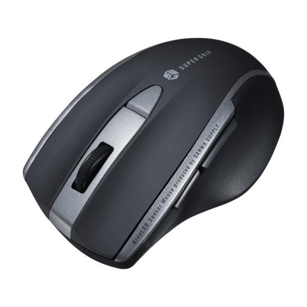 ワイヤレスマウス Bluetooth  静音 ブルーLED 5ボタン 中型 ブラック MA-BTBL...