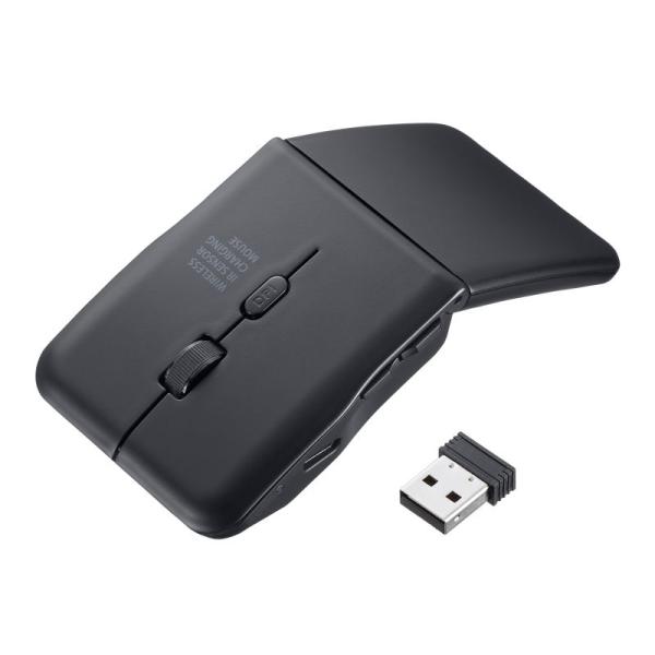 マウス 薄型 USB Aワイヤレス 5ボタン 戻る進むボタン USB充電式 IRセンサー 折りたたみ...