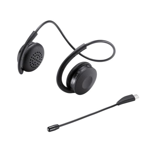 Bluetoothヘッドセット 両耳 ヘッドバンドタイプ 外付けマイク付き MM-BTSH63BK ...