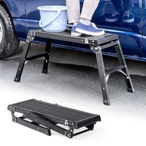 足場台 脚立 幅広 幅107.5cm 奥行41.5cm 高さ49.5cm ワイド アルミ 軽い 折りたたみ 洗車 耐荷重150kg ブラック おすすめ EEX-KYA20BK アウトレット｜イーサプライ ヤフー店