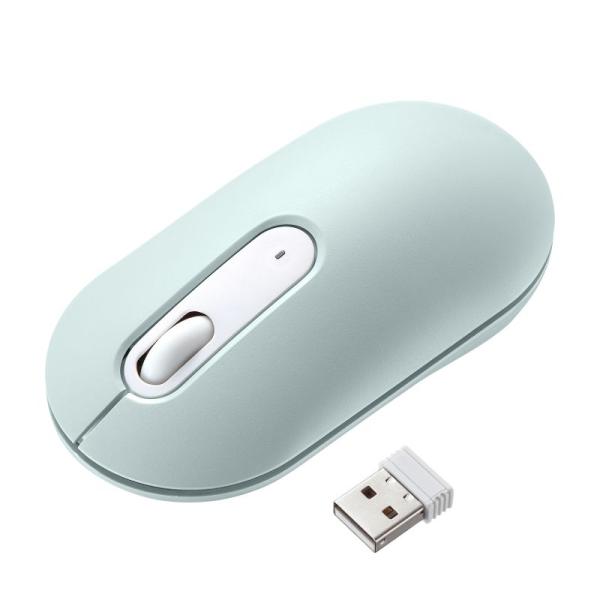 ワイヤレスマウス 無線 2.4GHz ブルーLED 静音 薄型小型 持ち運び かわいい 3ボタン 左...