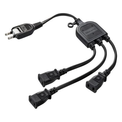 ACアダプタ延長コード 3分岐 ブラック out-TAP-EX3BKN  アウトレット
