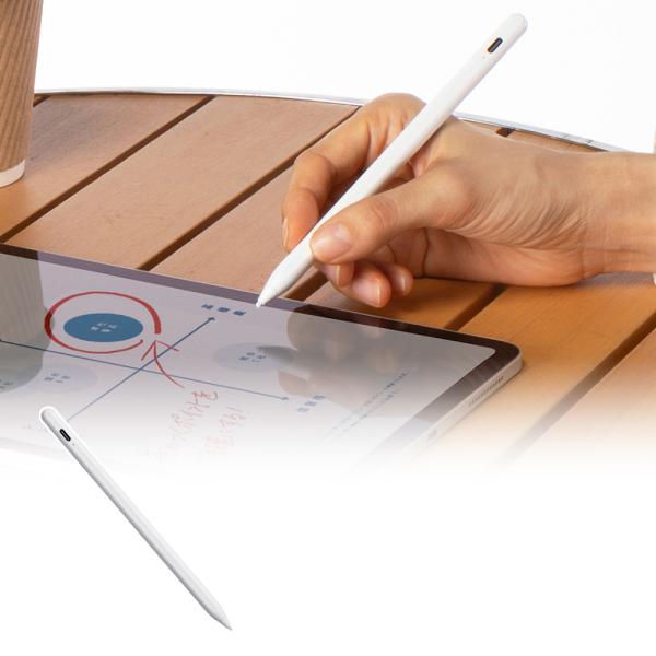 タッチペン iphone16 ipad スマホ 充電式 極細 タブレット ホワイト PDA-PEN5...