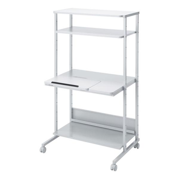 パソコンラック チルト天板 5段階角度調整 幅80×D60×H140cm キャスター付き RAC-E...