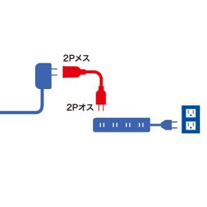 電源延長コード 2Pプラグ 0.1m 絶縁キャ...の詳細画像2