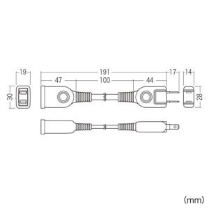 電源延長コード 2Pプラグ 0.1m 絶縁キャ...の詳細画像4