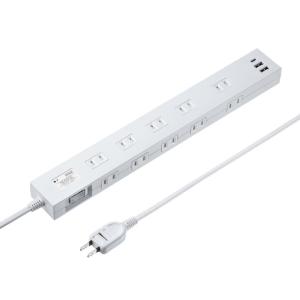電源タップ 10個口 PD20W対応 USB充電ポート付 1m ホワイト TAP-SP2110NUC-1W サンワサプライ