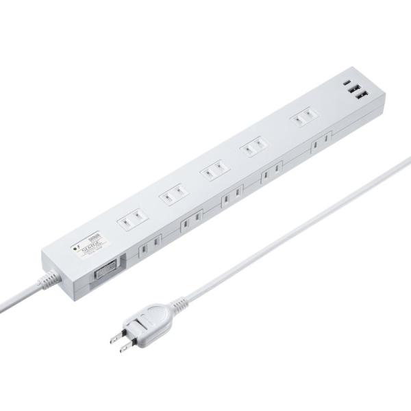 電源タップ 10個口 PD20W対応 USB充電ポート付 1m ホワイト TAP-SP2110NUC...