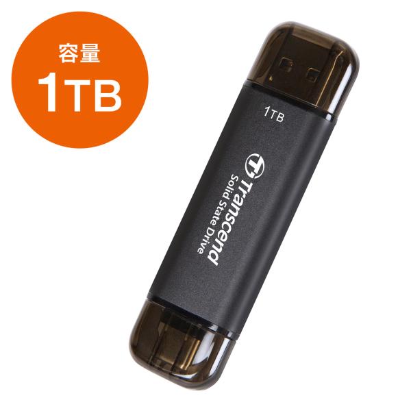 ポータブルSSD 1TB デュアルコネクタ ブラック ESD310C TS1TESD310C Tra...