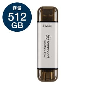 ポータブルSSD 512GB デュアルコネクタ シルバー ESD310 TS512GESD310S Transcend トランセンド製｜イーサプライ ヤフー店