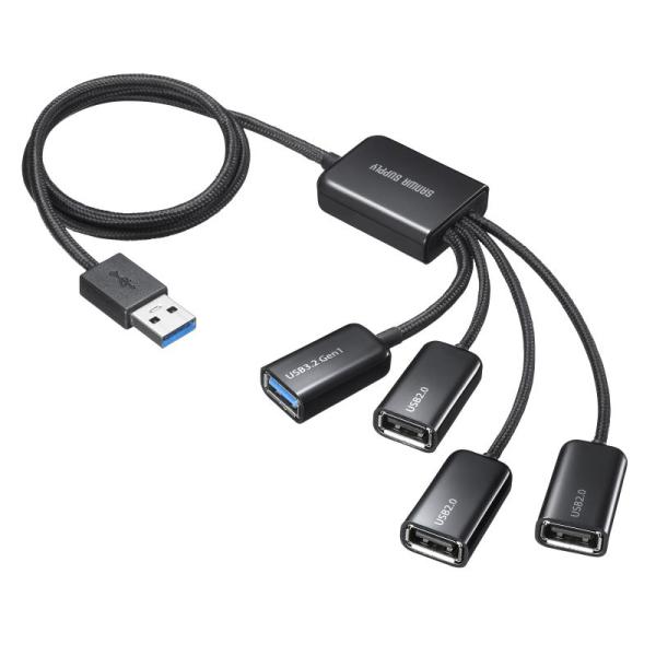 USB3.2 Gen1+USB2.0 コンボハブ 4ポート バスパワー USB-3H436BK サン...