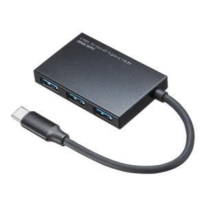 USBハブ タイプC 4ポート USB3.1 Gen2対応 薄型 超高速 ブラック USB-3TCH18BK サンワサプライ ネコポス対応｜esupply