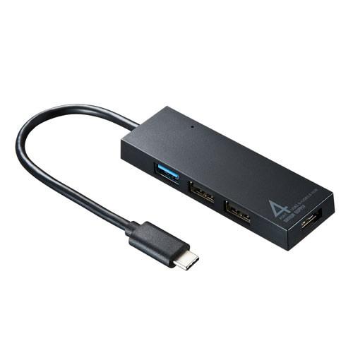 USBハブ タイプC接続 USB TypeC コンボハブ タイプA4ポート ブラック USB-3TC...