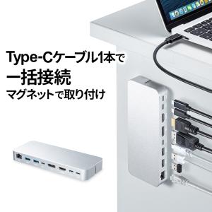 ドッキングステーション USB Type-C接続 HDMI Displayport モニター2台出力 有線LAN マグネット取付 USBハブ USB-CVDK9 サンワサプライ｜esupply