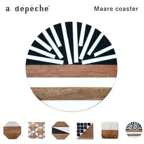 【即納】コースター マーレ MRE-CST 木製 ウッド レジン 大理石 モダン 北欧 丸型 六角形...