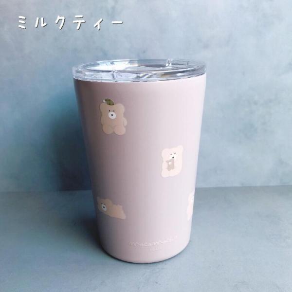 モコモカ ステンレスタンブラー 380ml 保温 蓋付き かわいい カップ 持ち運び 便利グッズ コ...