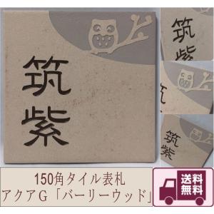 【送料無料】150角 アクアＧタイル表札 「バーリーウッド」  招福動物 フクロウ ヤモリ シーサー 四神 雀と竹 ツバメ 戸建て 赤茶系 【追加マグネット可】