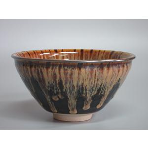 茶道具 抹茶茶碗 天目茶碗 玳玻盞 たいひさん 花鳥紋 覆輪塗銀使用