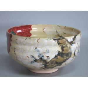 茶道具 菓子器 縁高 縁高重 朱塗り 花鳥 淡々斎好写し 五段 中村湖彩作