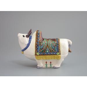 茶道具 香合 干支 亥 干支香合 交趾焼き 中村翠嵐作 走る猪 御題 光