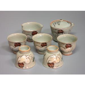 煎茶器セット 九谷焼 色絵山水図（本体のみ） : 茶道具商 越中屋