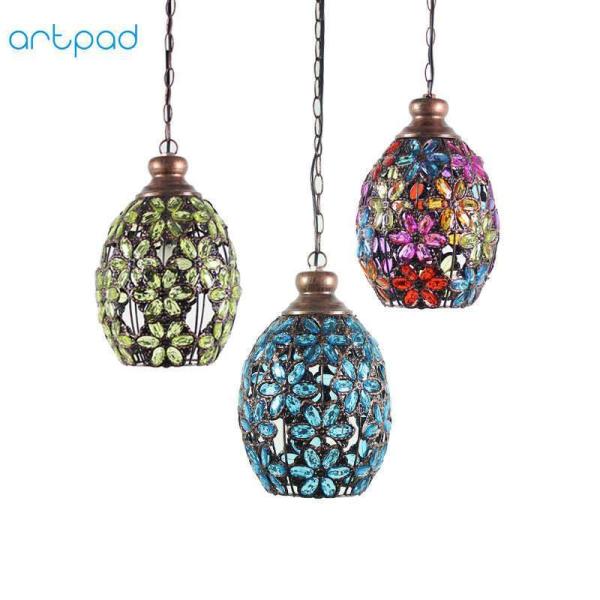 北欧 ヴィンテージ ペンダント ランプ ガラス シェード LED ボヘミアレストラン ライト 天井照...
