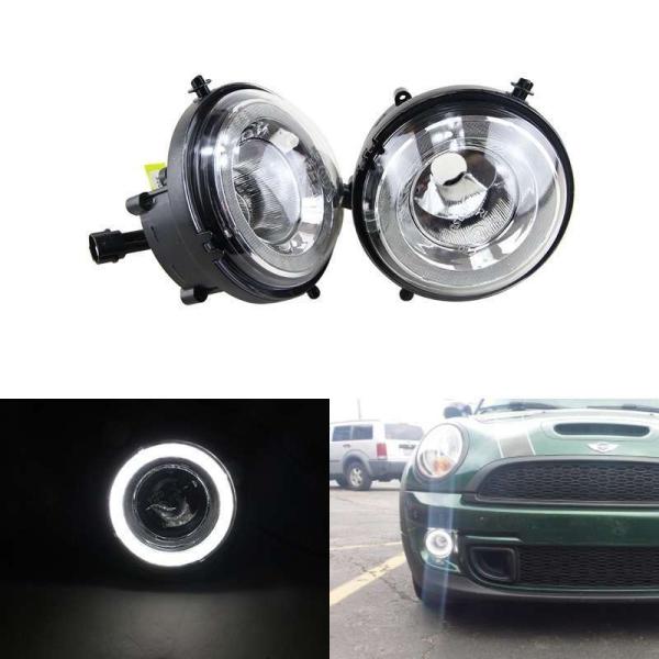 LED drl デイタイムランニングライトヘイローフォグランプ mini クーパー R55 R56 ...