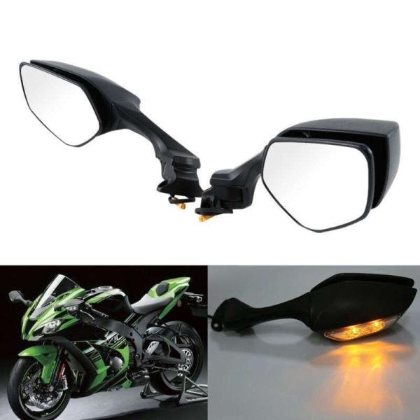 オートバイバイク LED リアビューミラーターン信号忍者 ZX10R ZX-10R 16-18