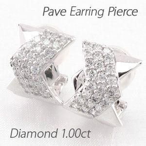 ダイヤモンド イヤリング レディース クリップ ピアス プラチナ 900 パヴェ 1.00ct｜eterille