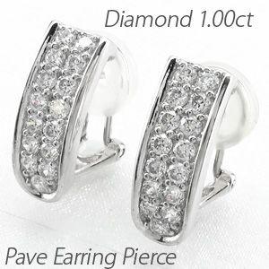 ダイヤモンド イヤリング レディース クリップ ピアス プラチナ 900 パヴェ 1.00ct