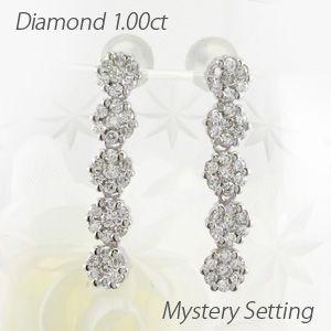 ピアス プラチナ 900 ダイヤモンド 揺れる ロング ミステリー セブン 