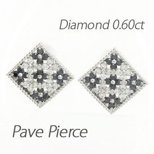 ブラックダイヤモンド ピアス ゴールド k10 10k パヴェ フラワー 花 アンティーク ミル 透...