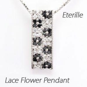 ブラックダイヤモンド ネックレス ゴールド 18k ペンダント フラワー 花 透かし 18金 誕生日...