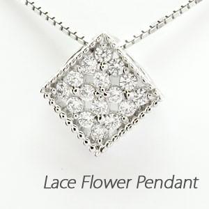 ダイヤモンド ネックレス レディース ゴールド 10k ペンダント フラワー 花 透かし スクエア ...