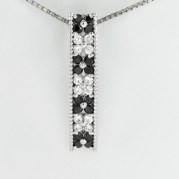 ブラックダイヤモンド ネックレス ゴールド k10 10k ペンダント フラワー 花 透かし ブラッ...