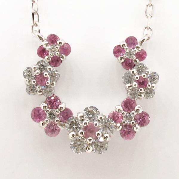 馬蹄 ネックレス レディース ダイヤモンド ホースシュー ゴールド 10k ピンクサファイア ペンダ...