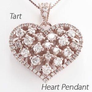 ハート ネックレス ダイヤモンド ゴールド 18k ペンダント アンティーク 透かし 18金 k18...