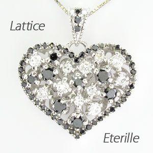 ハート ネックレス ダイヤモンド ゴールド 18k ペンダント 透かし ブラックダイヤ 18金 誕生...