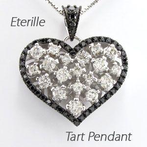 ハート ネックレス ダイヤモンド ゴールド 18k ペンダント 透かし ブラックダイヤ 18金 誕生...