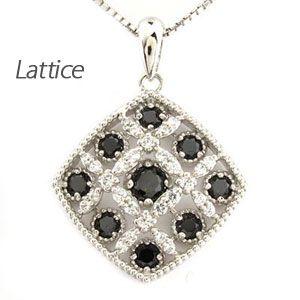 ブラックダイヤ ネックレス ゴールド 18k ペンダント 透かし スクエア