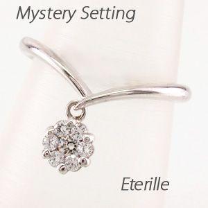 リング 指輪 レディース ダイヤモンド V字 フラワー 揺れる スイング