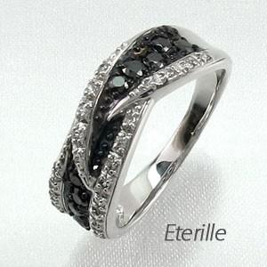 ブラックダイヤモンド リング 指輪 ダイヤ パヴェ カーブ ウェーブ  