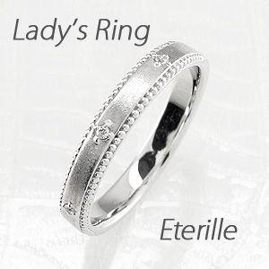 ダイヤモンドリング アンティーク ミル つや消し プラチナ 900 マリッジリング結婚指輪｜eterille