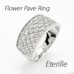 パヴェリング 指輪 レディース ダイヤモンド ゴールド 10k アンティーク ミル フラワー 透かし...