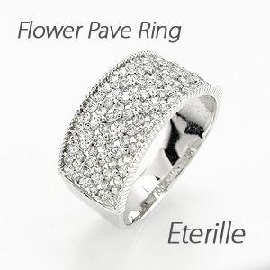 パヴェリング 指輪 レディース ダイヤモンド ゴールド 18k アンティーク ミル フラワー 透かし...