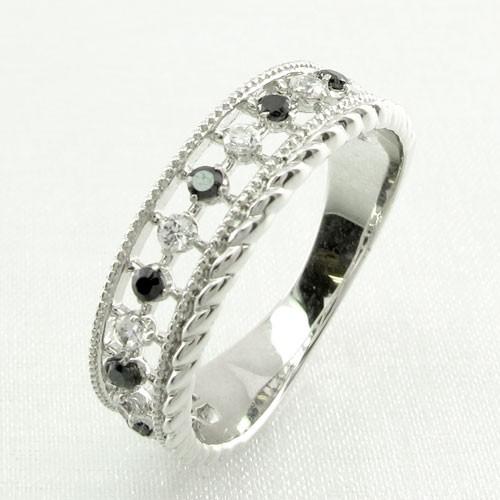 ブラックダイヤモンド リング 指輪 レディース ゴールド k10 10k ダイヤ アンティーク ミル...