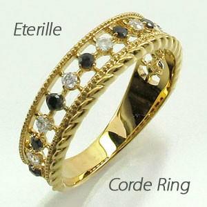 ブラックダイヤモンド リング 指輪 レディース ゴールド 18k ダイヤ アンティーク ミル バレン...